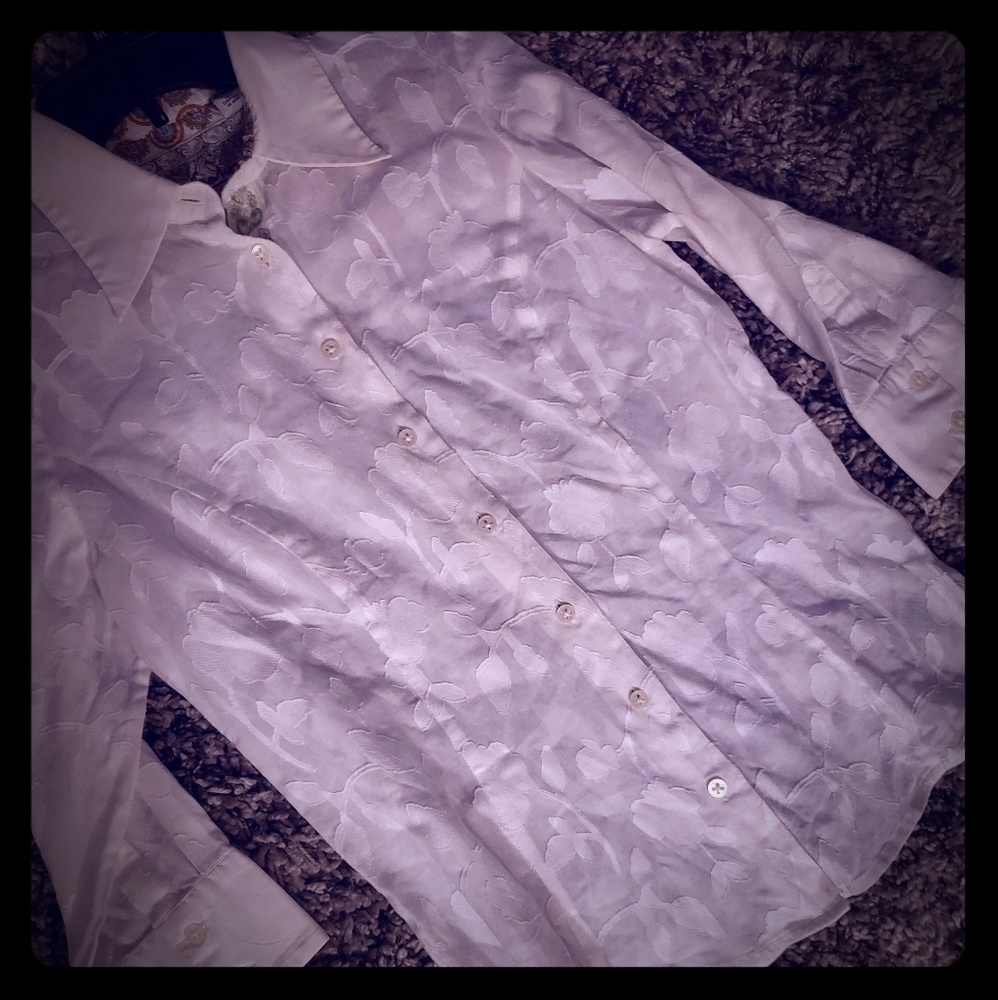 Robert Graham Button Down Cream Ivory Top Shirt